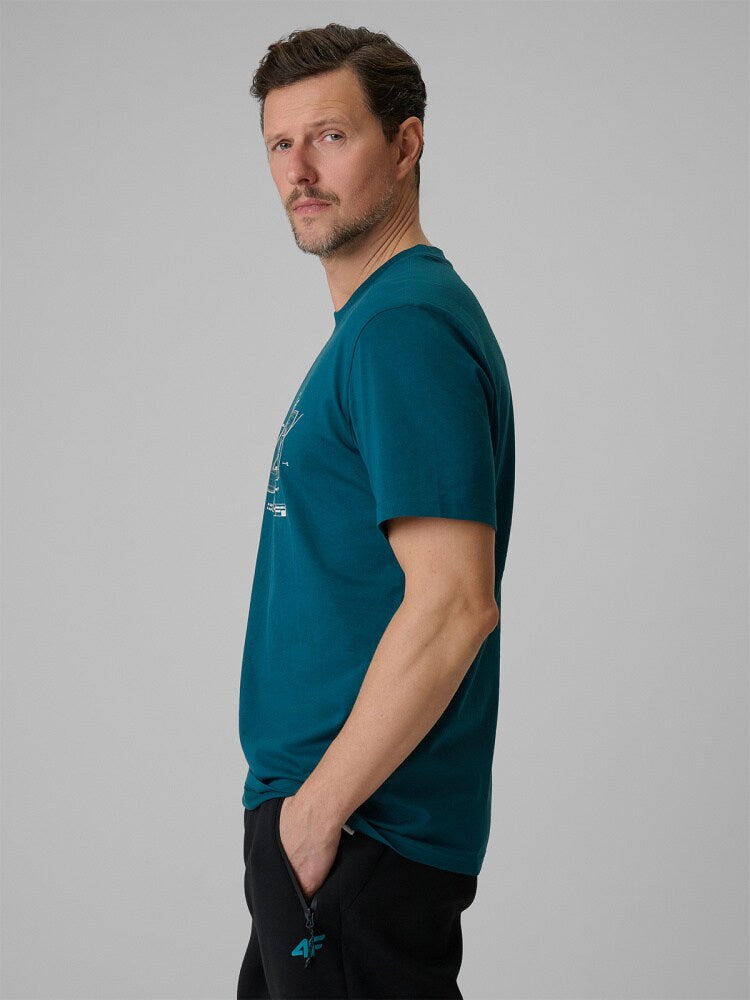 T-shirt regular z nadrukiem męski - czerwony