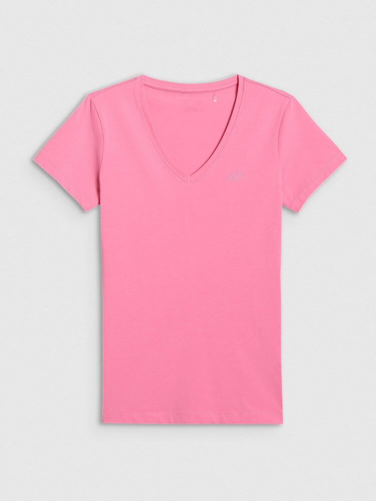 T-shirt slim gładki damski - czarny