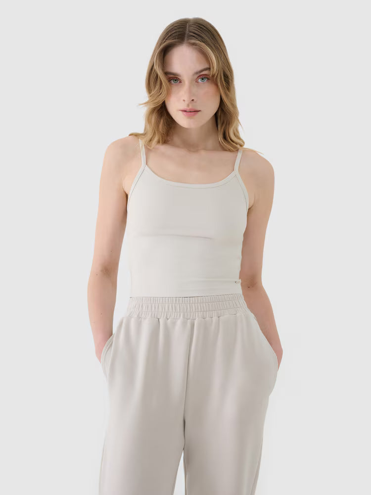 Crop-top slim damski - fioletowy