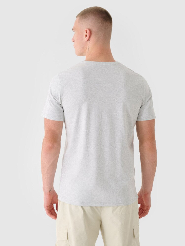 T-shirt regular gładki męski - szary