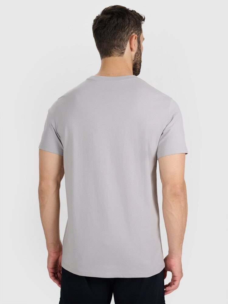 T-shirt regular z nadrukiem męski - szary