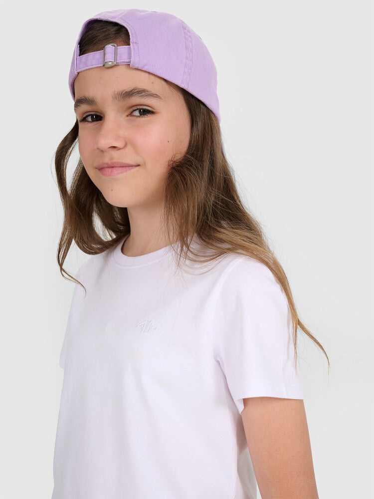 T-shirt regular gładki dziewczęcy - biały