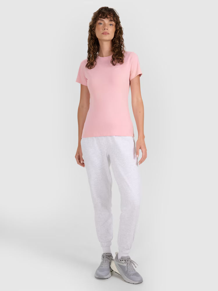 T-shirt slim gładki damski - granatowy