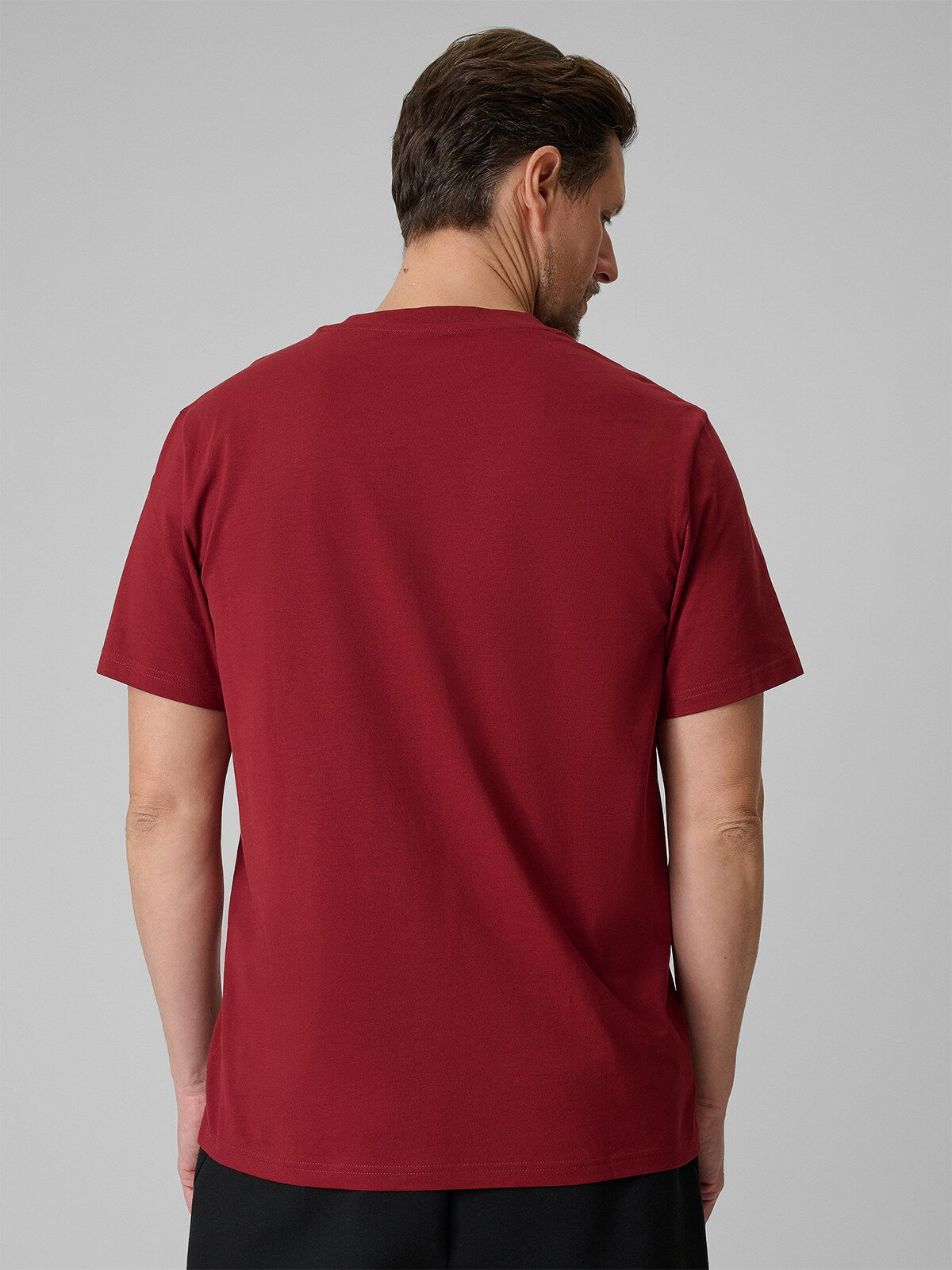 T-shirt regular z nadrukiem męski - czerwony