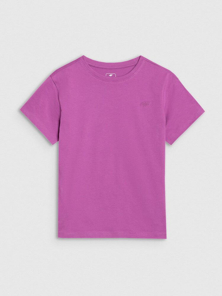 T-shirt oversize gładki dziewczęcy - różowy