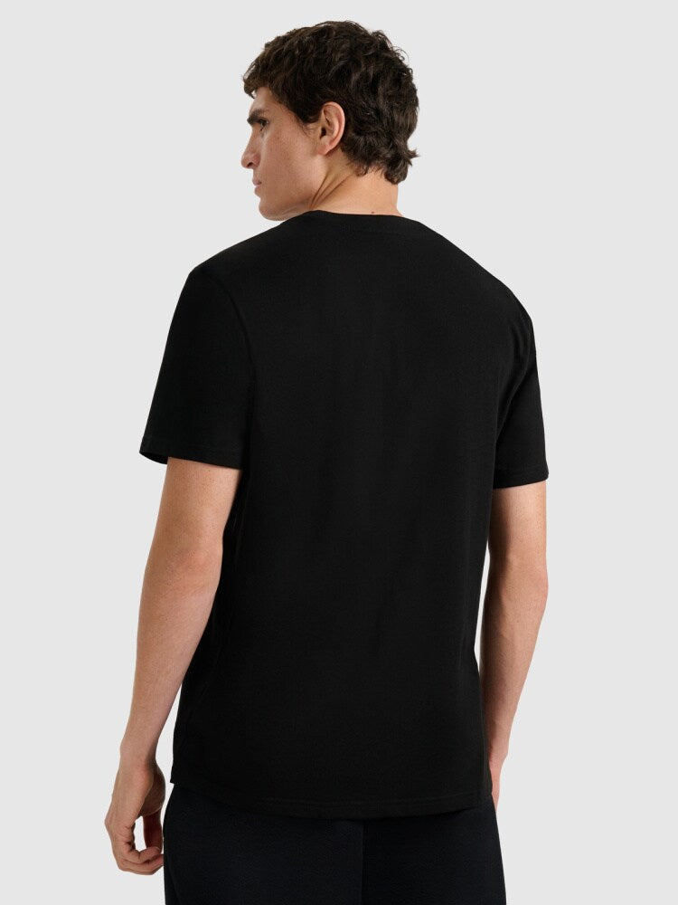 T-shirt regular gładki męski - czarny