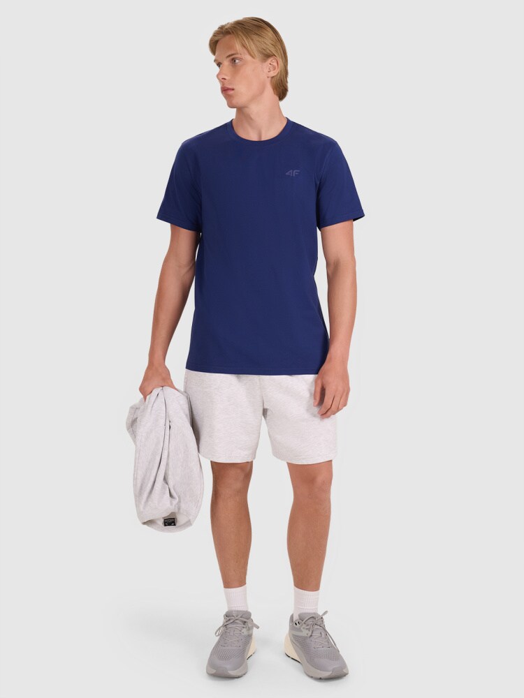 T-shirt regular gładki męski - szary