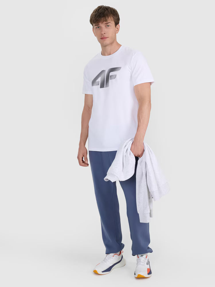 T-shirt regular z nadrukiem męski - biały