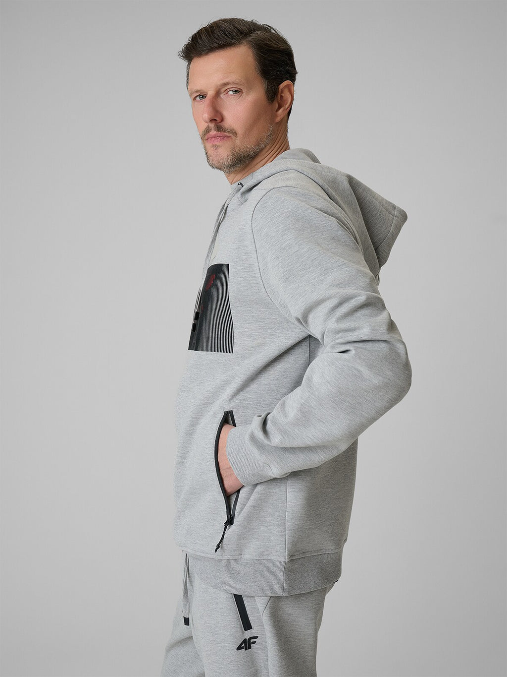 Bluza dresowa regular z kapturem męska - granatowa