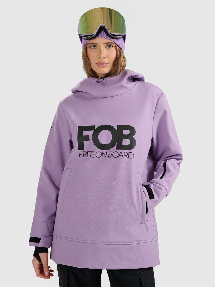 Kurtka snowboardowa z softshellu membrana 5000 damska - fioletowa