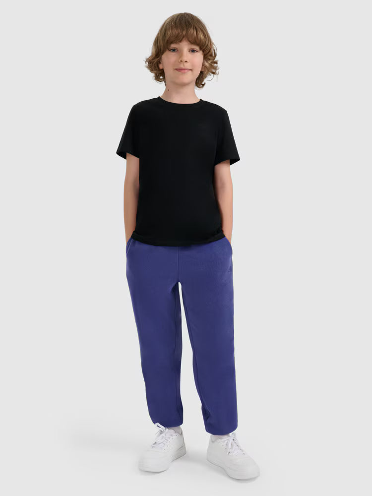 T-shirt regular gładki chłopięcy - czarny
