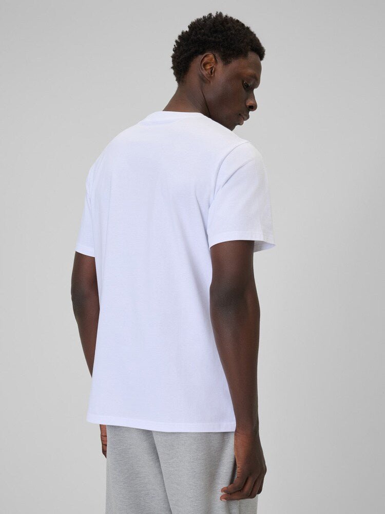 T-shirt regular z nadrukiem męski - biały