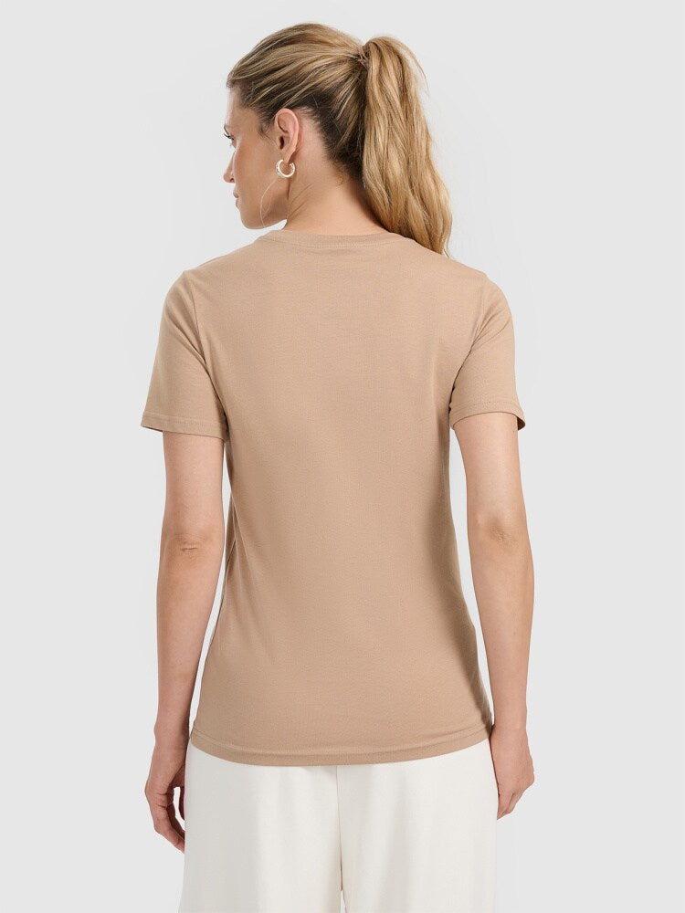 T-shirt regular gładki damski - czarny