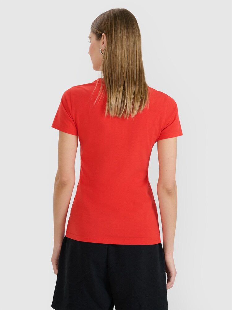 T-shirt slim gładki damski - granatowy