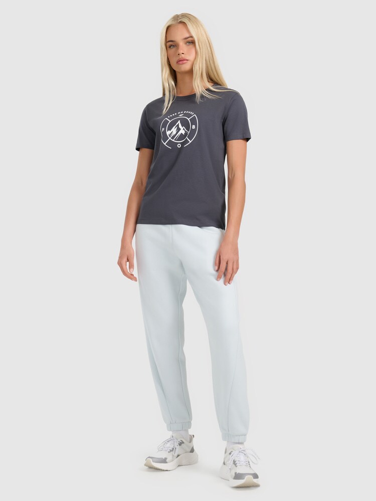 T-shirt regular z nadrukiem damski - zielony