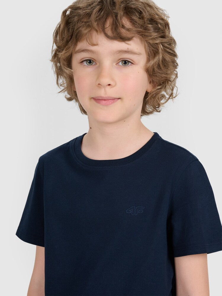 T-shirt regular gładki chłopięcy - czarny