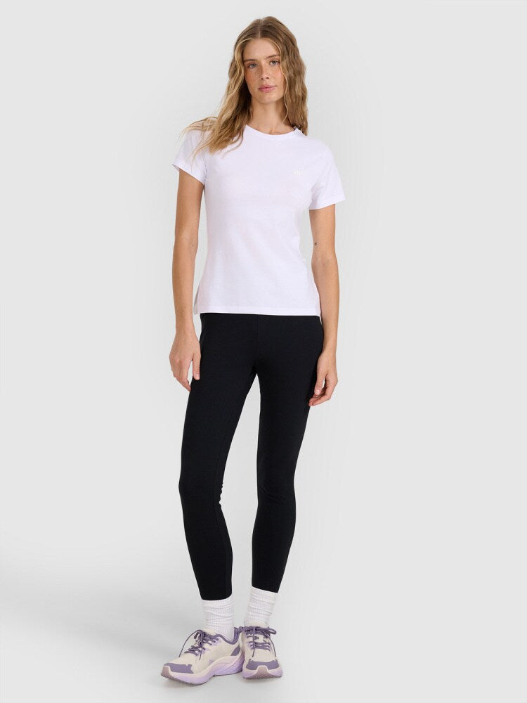 T-shirt slim gładki damski - granatowy