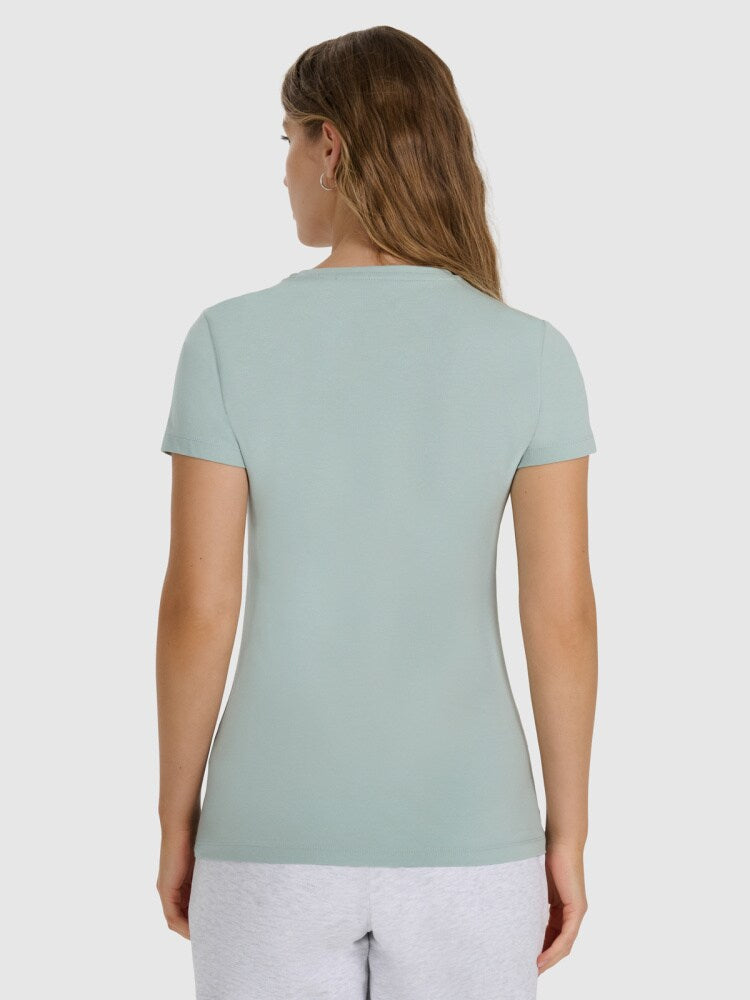T-shirt slim gładki damski - czarny