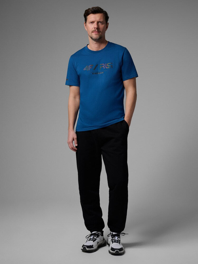 T-shirt regular z nadrukiem męski 4FIVO x Robert Lewandowski - czarny