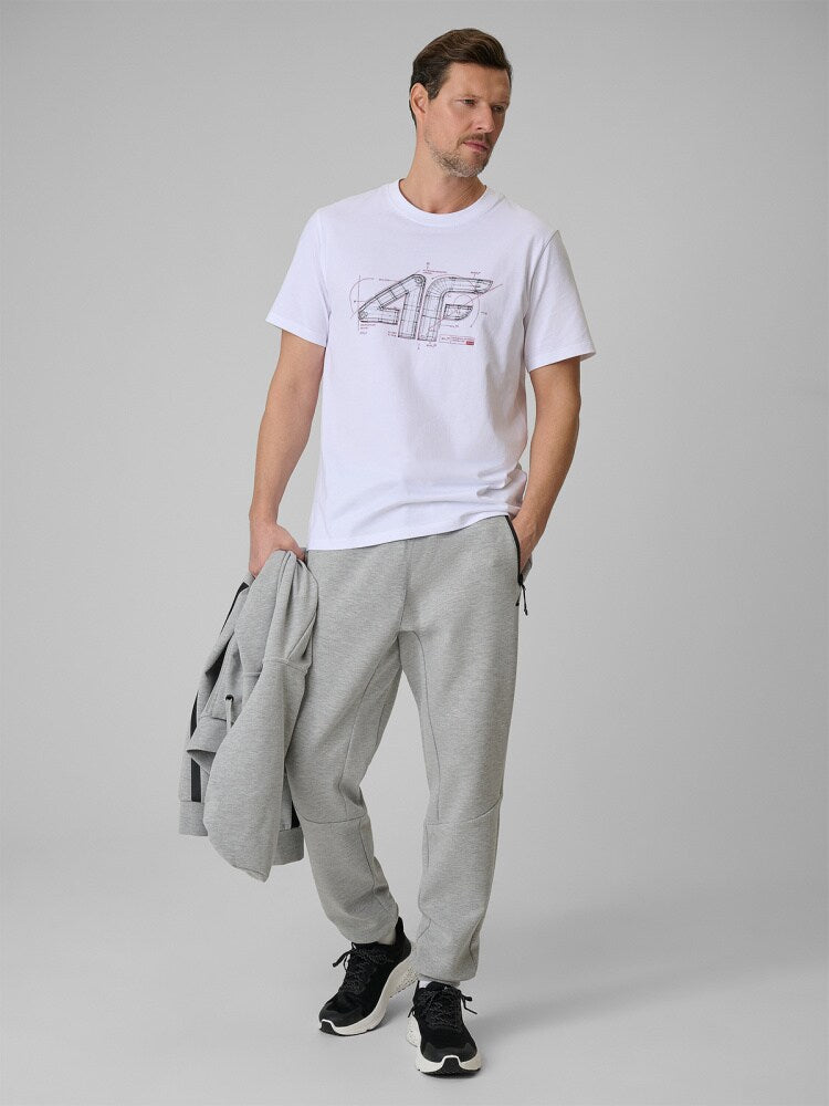 T-shirt regular z nadrukiem męski - czerwony