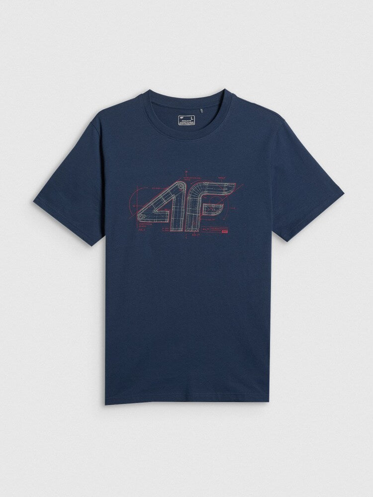 T-shirt regular z nadrukiem męski - czerwony
