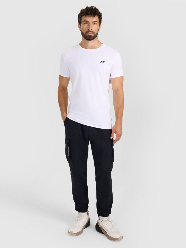 T-shirt slim gładki męski - czarny