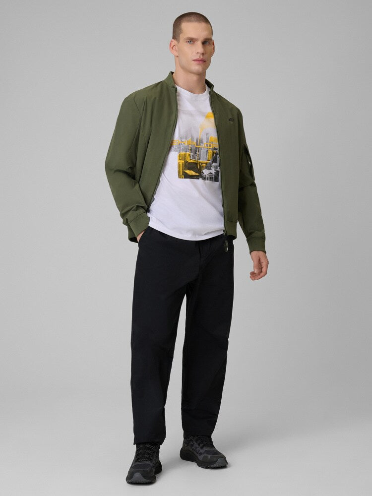 T-shirt regular z nadrukiem męski - czarny
