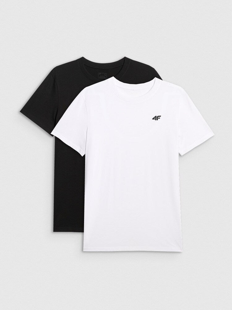T-shirt regular gładki męski (2-pack) - czarny