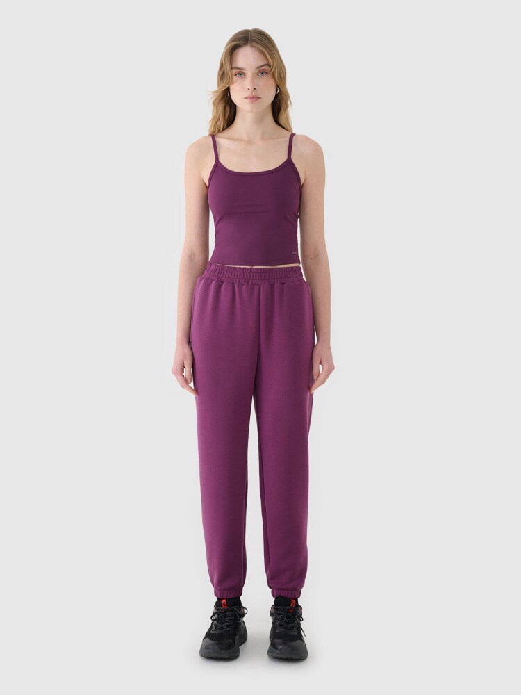 Crop-top slim damski - fioletowy