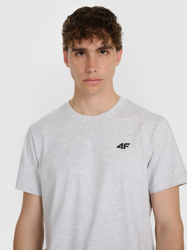 T-shirt regular gładki męski - szary