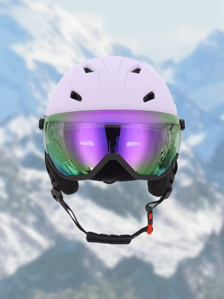 Kask narciarski z goglami uniseks - fioletowy