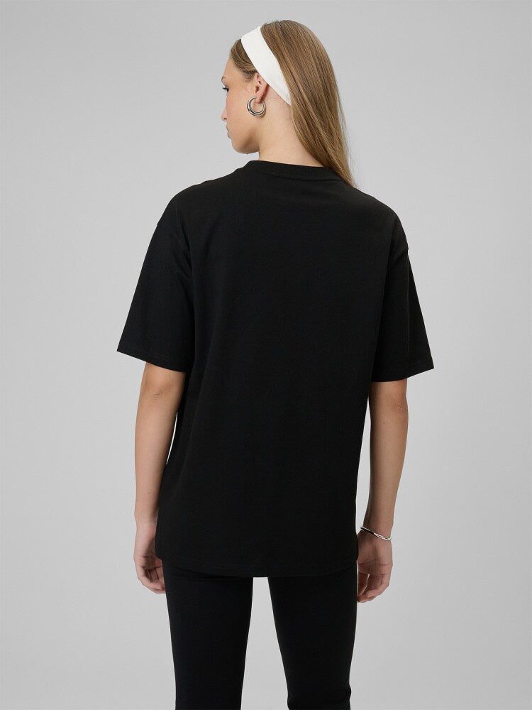 T-shirt loose gładki damski - burgundowy