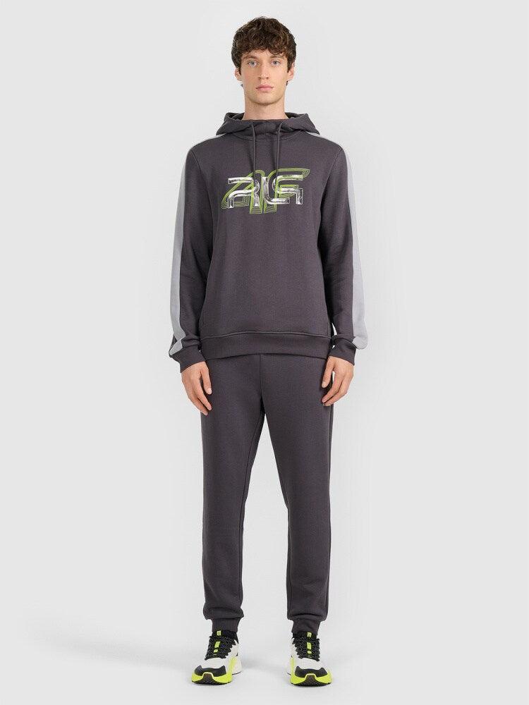 Bluza dresowa nierozpinana z kapturem męska 4FIVO x Robert Lewandowski - szary