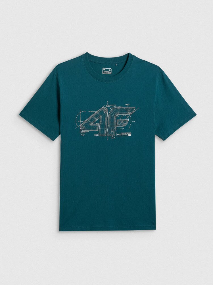 T-shirt regular z nadrukiem męski - czerwony