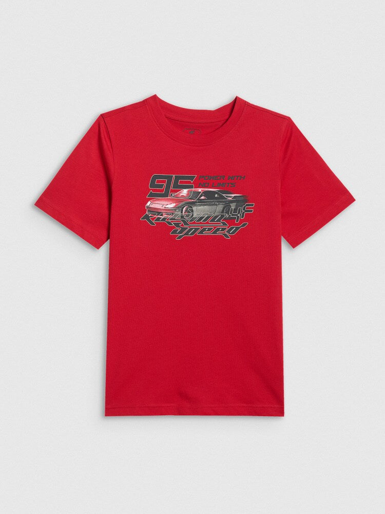 T-shirt regular z nadrukiem chłopięcy - czerwony