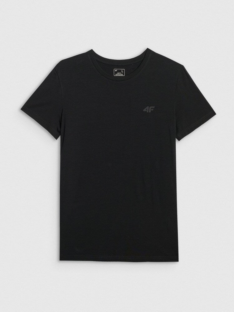 T-shirt slim gładki męski - czarny