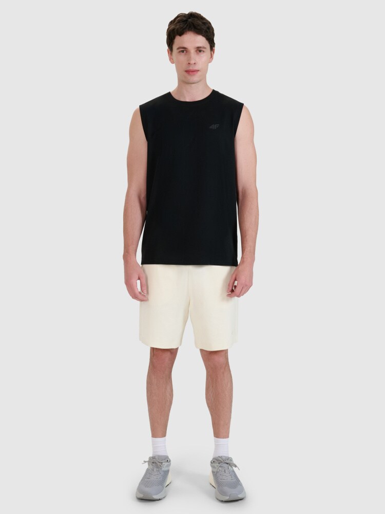 Tank top regular gładki męski - biały