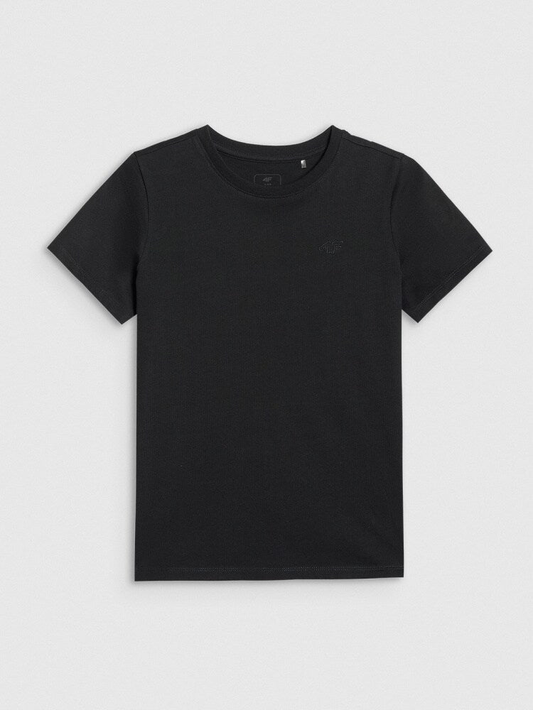 T-shirt regular gładki dziewczęcy - biały