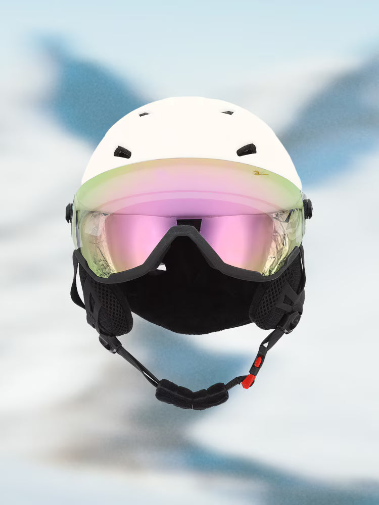Kask narciarski z goglami uniseks - fioletowy