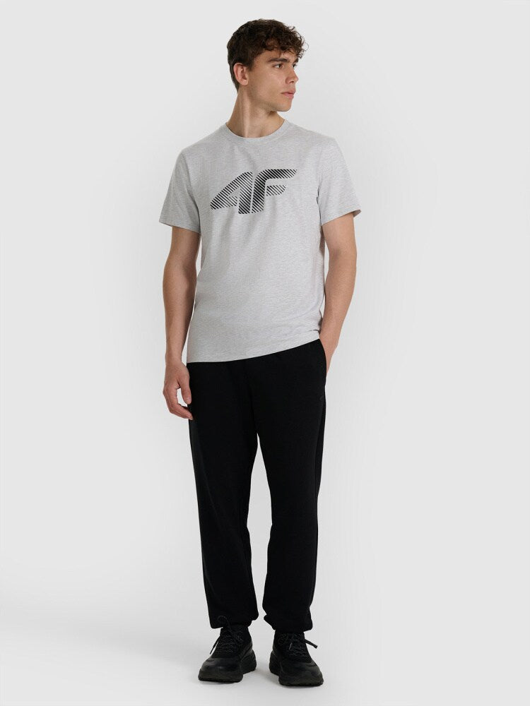 T-shirt regular z nadrukiem męski - biały
