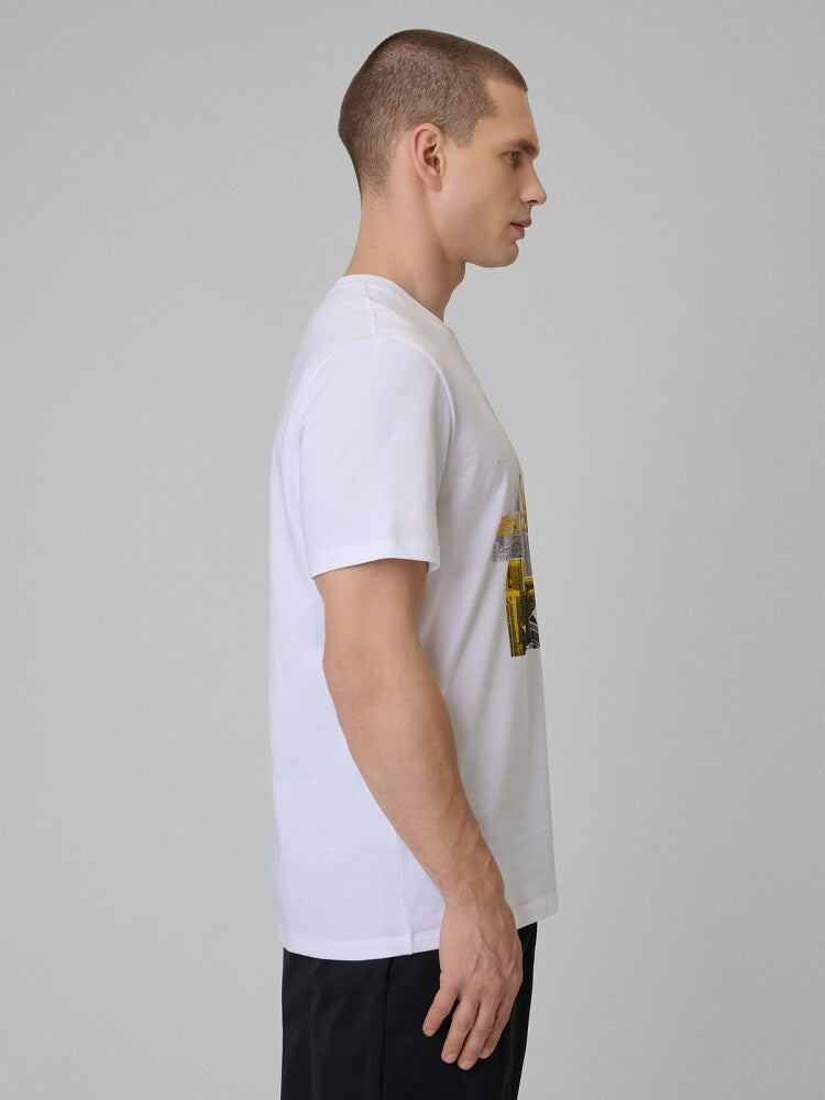 T-shirt regular z nadrukiem męski - czarny