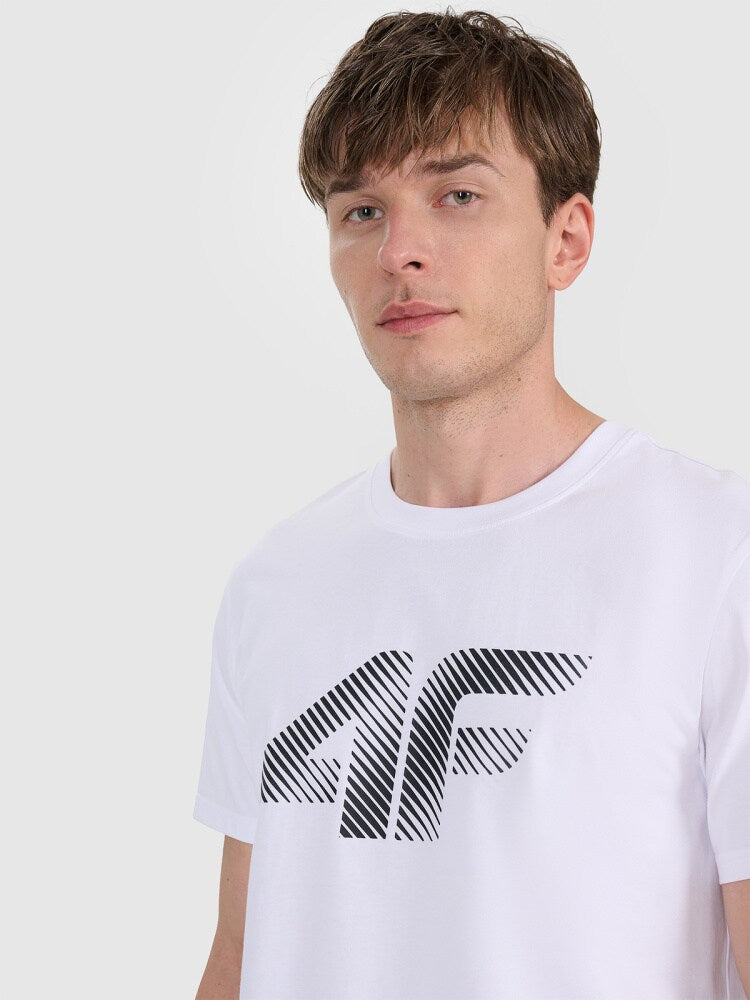 T-shirt regular z nadrukiem męski - biały