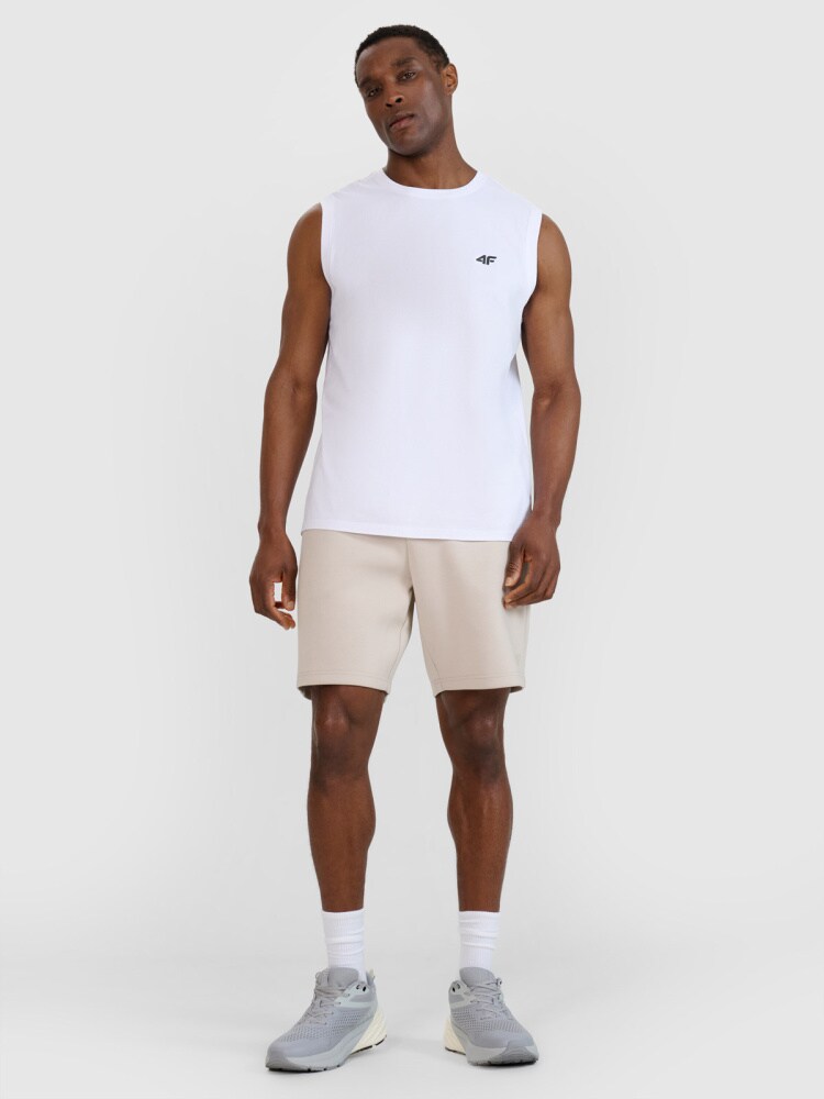 Tank top regular gładki męski - biały