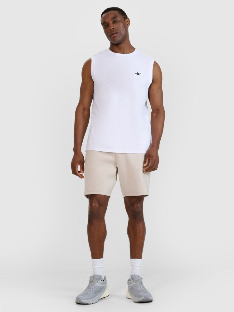 Tank top regular gładki męski - biały