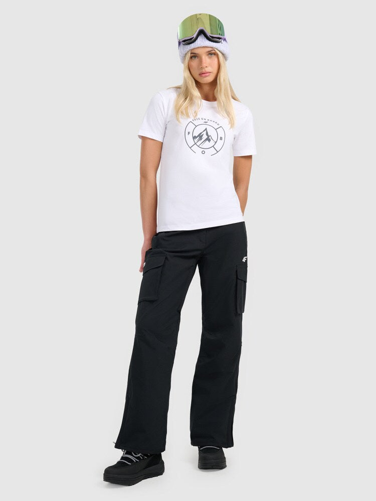 T-shirt regular z nadrukiem damski - zielony