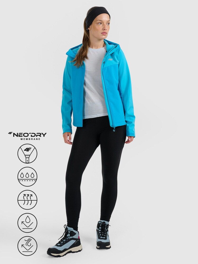 Kurtka softshell wiatroodporna membrana 8000 damska - niebieska