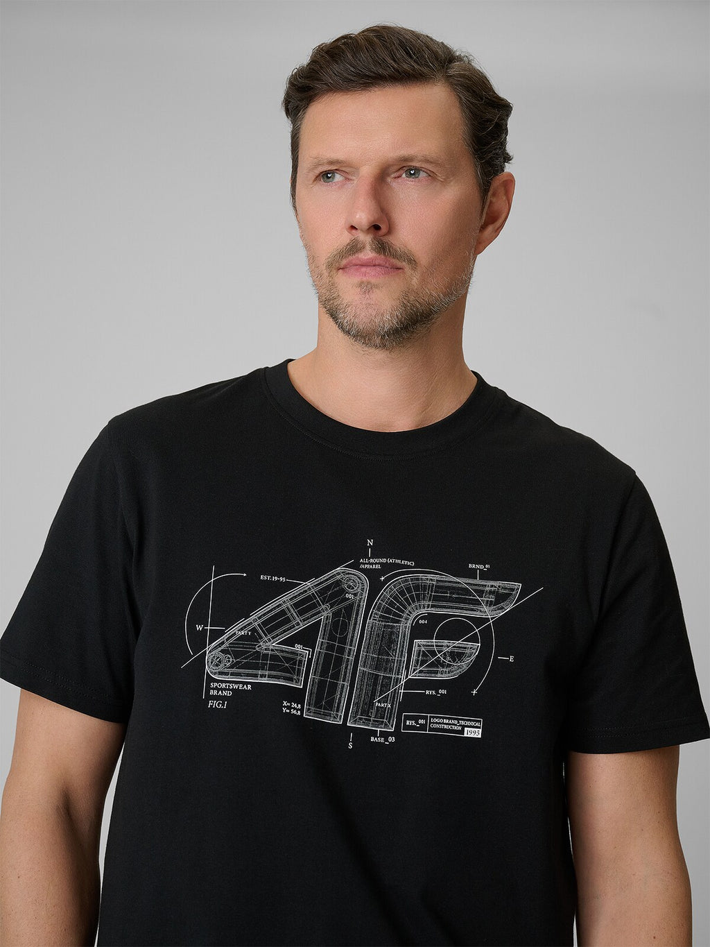 T-shirt regular z nadrukiem męski - czerwony