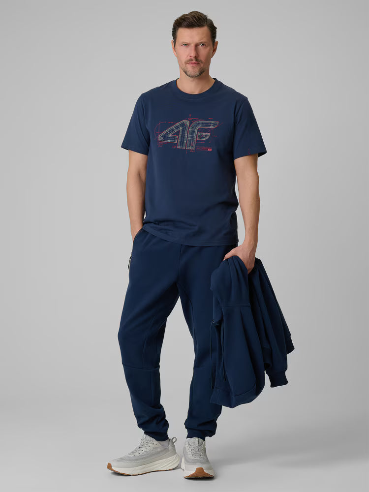 T-shirt regular z nadrukiem męski - czerwony