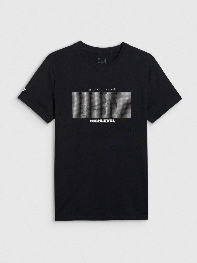 T-shirt regular z nadrukiem męski - granatowy
