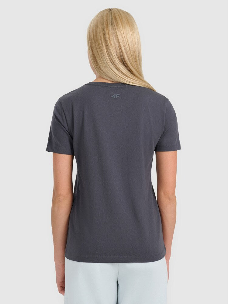 T-shirt regular z nadrukiem damski - zielony